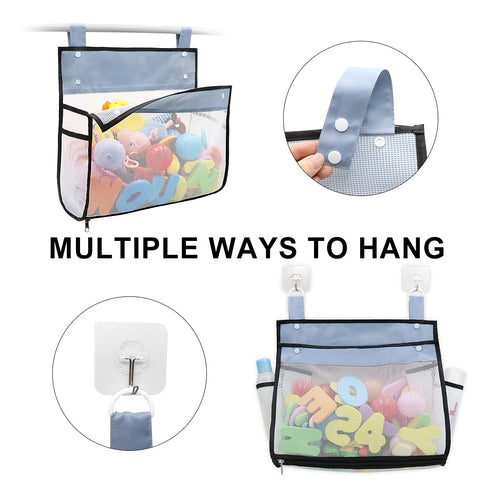 Bath Toy Organizer, Extra Large Opening Bathroom Toy Holder, Multiple Ways to Hang, Bottom Zipper Storage Bag