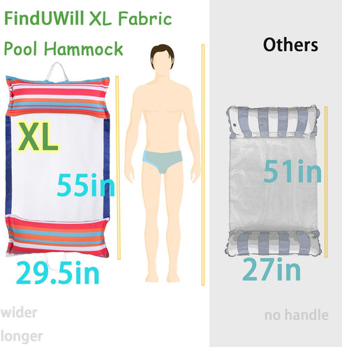 Hammock 2 Pack, Hammocks 4-in-1 Hammock, FindUWill Fabric Pool Floats XL, Inflatable Water (Saddle, Drifter, Lounge