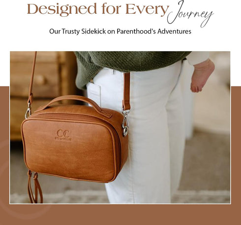 Eco-Friendly Vintage Tan Diaper Bag Clutch - Chic Solution for Parents