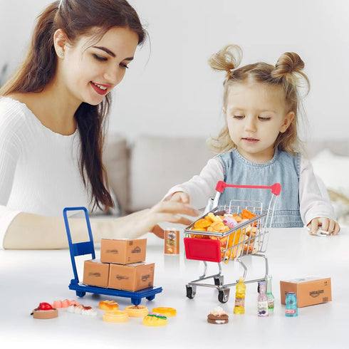 175PCS Miniature Courier Box Set, Shopping Mall Shipping Boxes, Mini Supermarket Handcart Models for Dollhouse Play