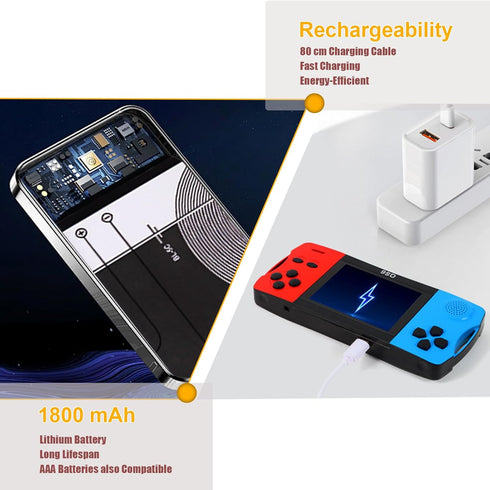 200+ 3.5" Handheld Games for Kids with Built-in Classic Retro Games, IPS Screen Portable & Rechargeable Arcade Gaming