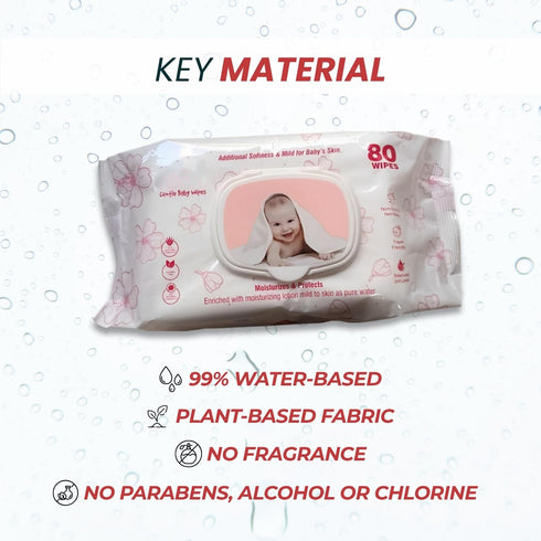 Generic 3X 80 Baby Ultra-soft, Water-based, thicker and softer Wipes, Plain