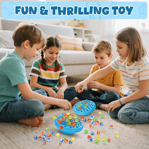 6+, 1-4 Marble Balance Game, Wobble Marble Stacking Game for Kids Family Games for Kids and Adults with Built