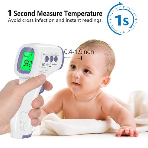 Digital Thermometer for Adults and Kids - No Touch Forehead Infrared Thermometer with Fever Alarm