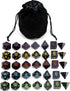 5 Sets New Black Polyhedral Dice with Satin-Lined Velvet Bag for Dungeons and Dragons DND RPG MTG