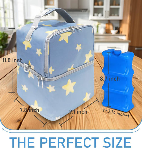 Generic Pack, Breastmilk Cooler Bag with Ice Large Insulated Breast Pump Bottle Storage, Portable Baby Bottle Cooler