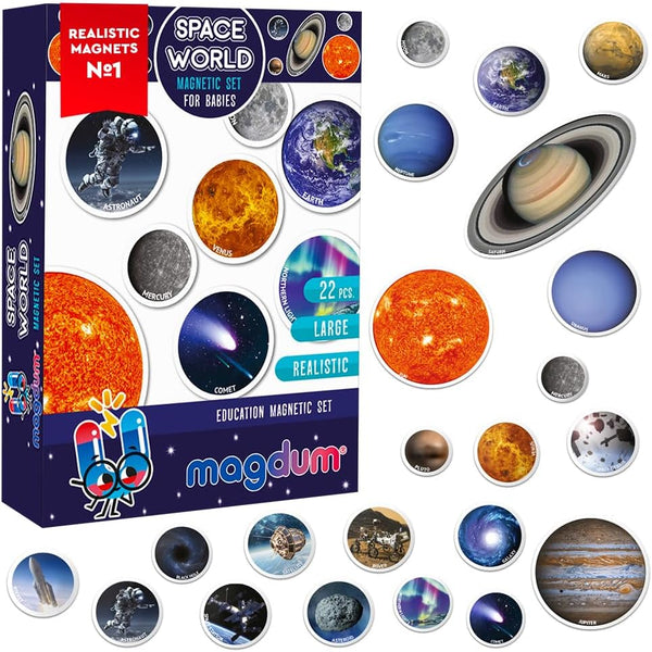 magdum Solar System Fridge Magnets for Kids - - 22 Realistic Space Magnets