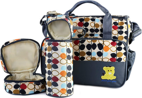 Wilytyres 5PCS Set, Mummy Diaper Bags Tote Waterproof Diaper Bags, Maternity Bag with Nappy Changing Pad Insulated