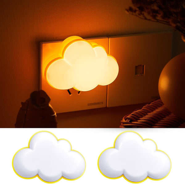 Mudder 2 Pack Night Light Plug into Wall, Soft LED Night Light for Nursery, Warm Sensor Plug-in, Cloud & Yellow
