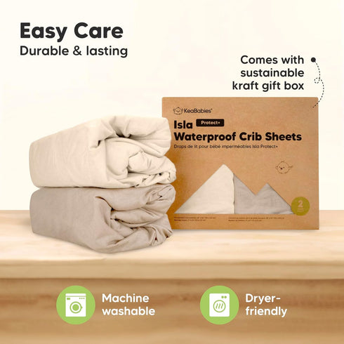 2-Pack 52x28 KeaBabies Waterproof Baby Crib Sheets for Boys, Girls - Viscose Derived from Bamboo Toddler Bed Sheet