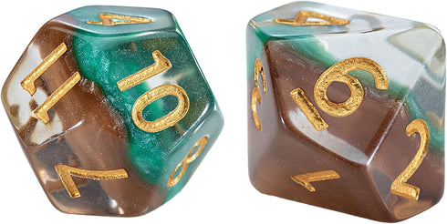 Eclipse Dice: Treant Dice - 7pc Set, Green & Brown, Pearlescent Swirl, 7 Resin Dice for Role Playing Games by Gate