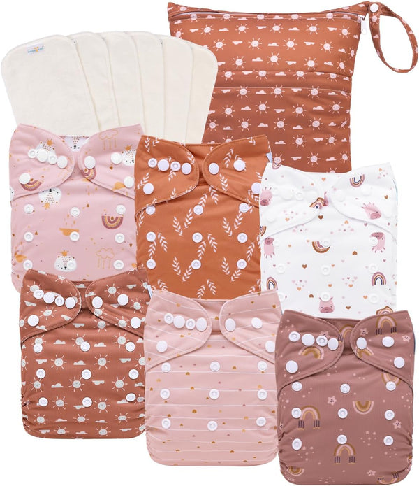 babygoal AWJ Cloth Diapers with Tummy Panel Pack of 13, 6 Diaper
