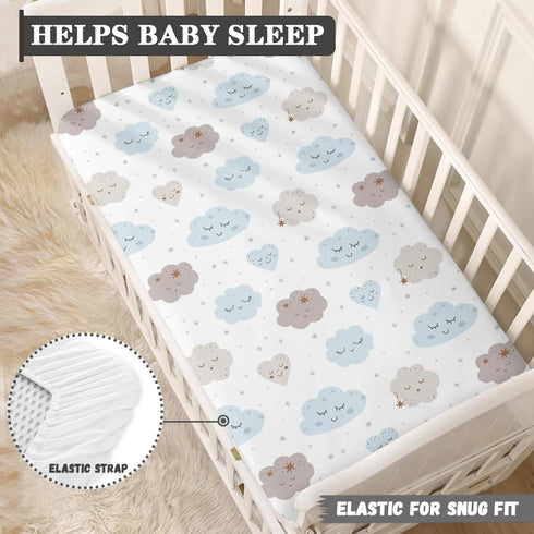 Streeyiu 52x28x8 Clouds Baby Crib Sheets for Boys Girls Cute Fitted Crib Sheet for Standard Crib and Toddler Mattress