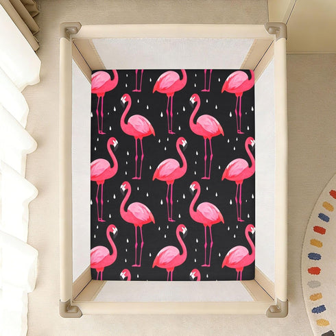 Bseiialft 52 28 Flamingos Black Crib Sheets for Boys Girls Soft and Breathable Cotton Baby Sheets for Standard Crib