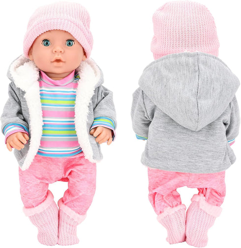 HONLAELLA 5 14-16 inch 18 Inch Pieces Baby Doll Clothes & Accessories with Outfit, Hat, Coat, Socks, Hanger for Baby