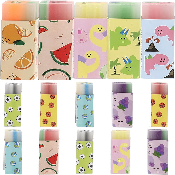 3Pcs Cute Fruit Erasers in Random Colors for Kids, Fun Food Pencil Erasers for School Supplies