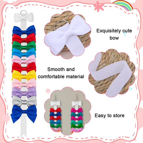 Neyauo 3 38" Pcs Bow Holder for Girls Hair Bows, Long Wall Hanging Hair Bow Organizer for Headbands & Clips, White