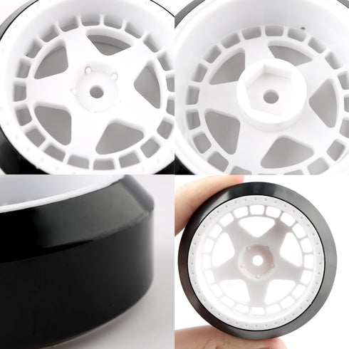 4PCS 12mm Hub Wheels - 1:10 Hard Plastic RC Drift Car Tires for Traxxas HSP Tamiya HPI Kyosho On-Road Drifting Car
