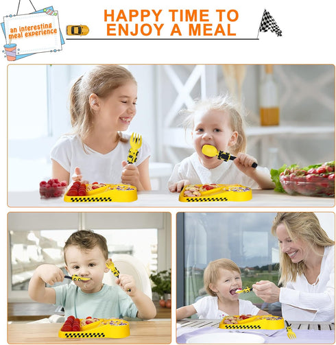Construction Toddler Utensils - Forks and Spoons Set - Suitable for Kids Utensils - Portable Set for 1-5 Year Old