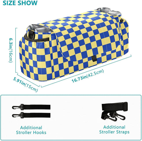 miaozhen Yellow and Blue Check stroller storage organizer stroller caddy bag infant bolsa para carreola accesorios para