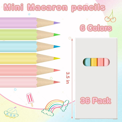 36 Packs 3.5'' 6 Pack Ctosree Mini Pastel Colored Pencils Bulk Coloring Drawing Pencil in Boxes End of Year Gift