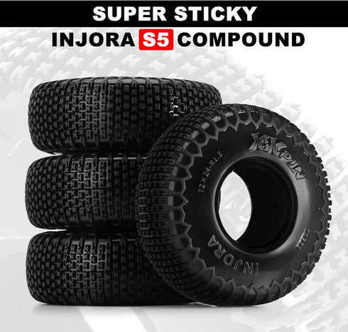 INJORA 1.3" XHX Pin Tires for TRX4m SCX24, 72 * 24mm, S5 Compound, 4PCs