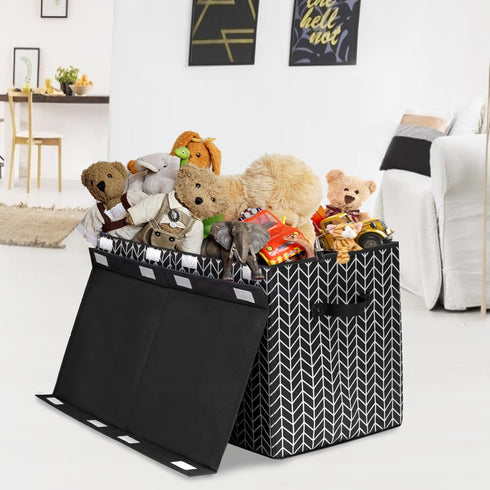 Large Toy Box Chest for Boys Girls, Kids Toy Storage Organizer Bins Basket with Lid for Living Room, Nursery, Closet, Bedroom, Playroom 25"x13" x16" (Black) by Mayniu