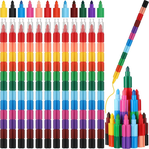 Marspark 20 Pcs Stackable Crayons Stacking Buildable Crayons Colorful Stackable Pencils Party