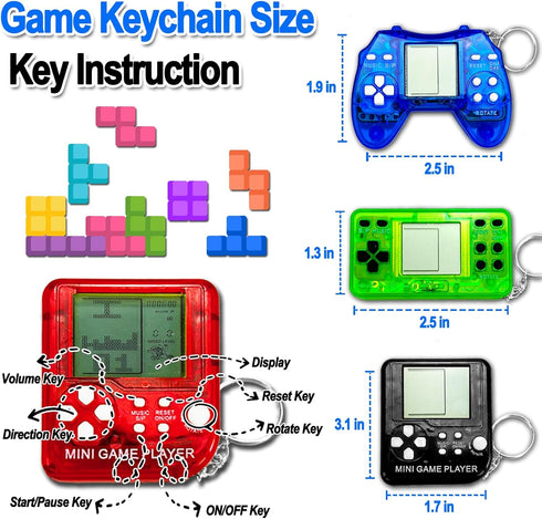 Video Game Party Favors - Keychain Birthday Gaming Gifts, Mini Game Console for Kids (12Pcs)