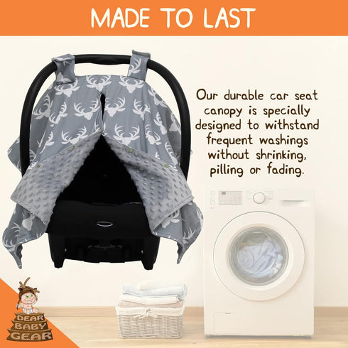 40x30 Cozy Dear Baby Gear - Car Seat Canopy, Infant Carrier Cover for Boys & Girls, Fall, Nursing & Stroller Use