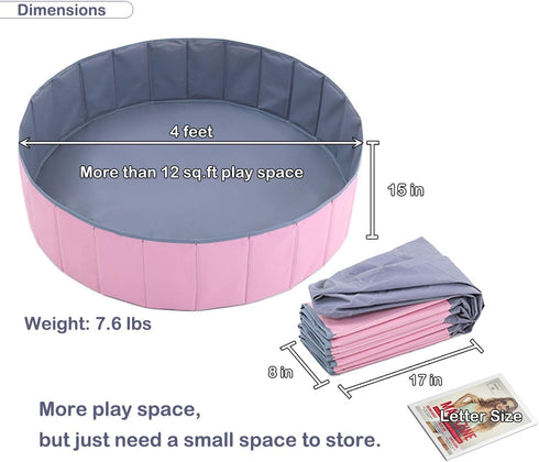 4 Feet Ball Pit for Kids, Baby Play Yard, Folding Portable Playpen, More Than 12 Sq.ft Play Space