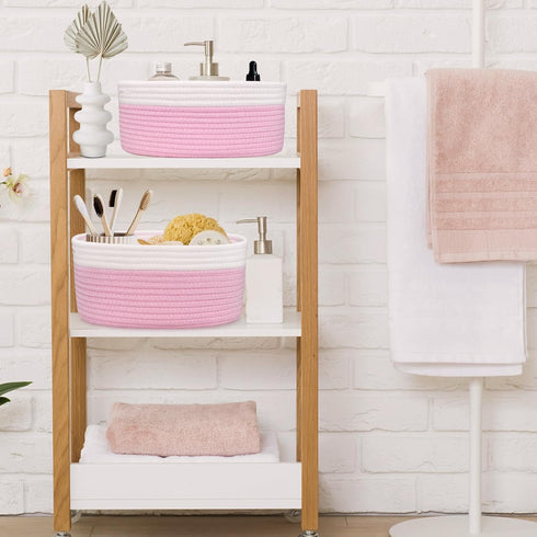 ABenkle Small Woven Basket - Cute 12"x 8" x 5" Rope Room Shelf Storage Basket for Toys