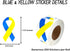 250 Small Blue & Yellow Ribbon Awareness Stickers for Support Ukraine and Down Syndrome Awareness