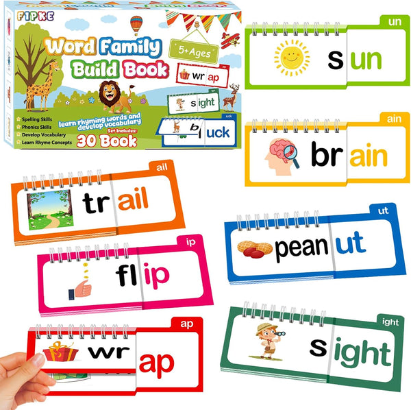 Word Family Build Book, 30 Read and Rhyme Flip Activity Book, ABC