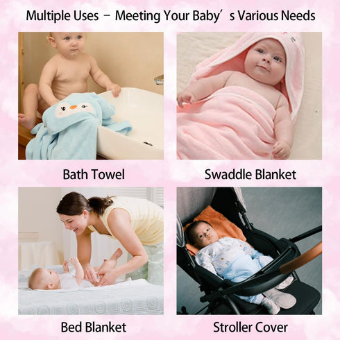 GINUMWA 12 Set, 32x32 Inch 3 9 PCS Hooded Baby Towel Absorbent Baby Bath Towels, PCS Soft Hooded Towels & PCS