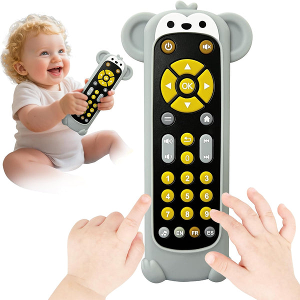 Baby TV Remote Toy with Monkey Silicone Cover - Lights & Sounds