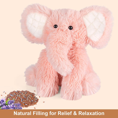 SuzziPals Heatable & Coolable Elephant Stuffed Animals, Microwavable Heating Pads, Stress & Discomfort Relief
