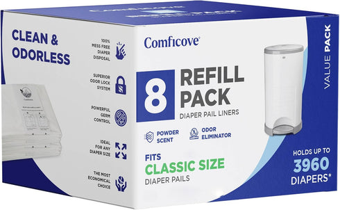 Comficove Refills Compatible with DEKOR CLASSIC Diaper Pails | 8 Pack |