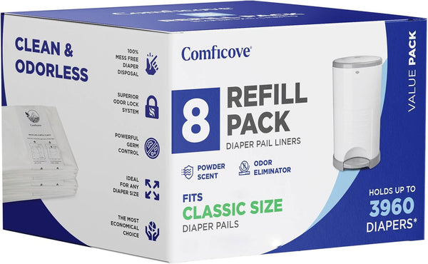 Comficove Refills Compatible with DEKOR CLASSIC Diaper Pails | 8 Pack |