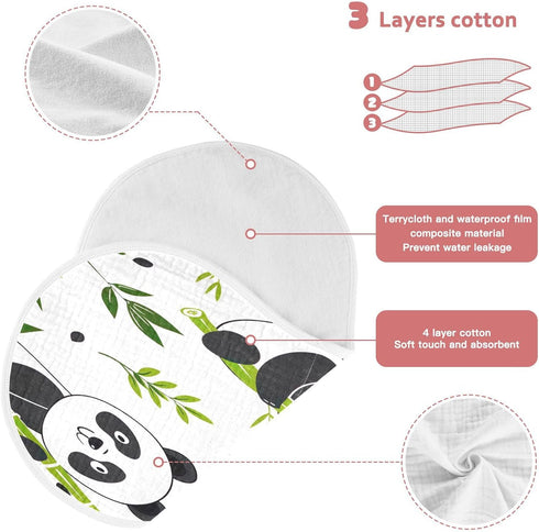 YETTASBIN Panda Muslin Baby Burp Cloth, Super Soft Absorbent Cotton Burp Rag Baby Bibs Feeding Cloth for Newborn Boys