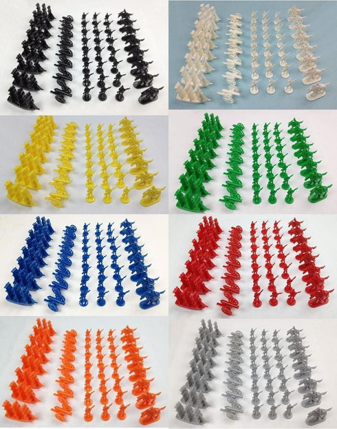 Napoleonic & Civil War Military Miniatures Set of Eight Colors: Plastic Toy Soldiers, Infantry, Cavalry, Artillery,