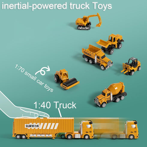 Set Forklift,Bulldozer,Dump Kids Construction Truck Toys Excavator, Trucks,Cement Truck,Road Roller, Alloy Construction