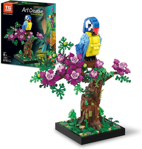 Micro Brick Flower Parrot Toy Building Sets, DIY Plant Model for Home Decor and Office Art