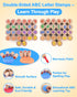 26 36 Wooden Dough Tools Kit for Kids, Dough Accessories with Rolling Pins, Pizza Cutter, Safety Scissors & Letter
