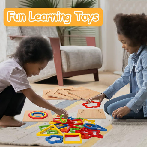Toddler Puzzles Montessori Toy, Wooden Shape Sorting Puzzle, Sensory Toy for 1 2 3 Year Old, Educational Developmental