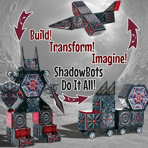 58 Set 3 4 5 6 7 8 Little Pi ShadowBots Magnetic Tiles PCS | Transform Robot Villain Building with Sword & Shield |