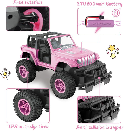 NQD Remote Control Car, Rechargeable Racing Cars 1:16 Scale, 80 Min Play, 2.4Ghz Off Road Trucks for 3-Year-Old Girls