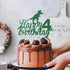 Anxdh Dinosaur Cake Topper for 4th Birthday, Sparkling Happy 4th Birthday Decoration for Boys, Jurassic Park Theme