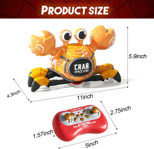 WINJOYMAX 360-Degree 2.4GHz 3 4 5 6 7 8 9 10 Remote Control Robot Crab Toy,Rechargeable With LED Lights And Music, Fast