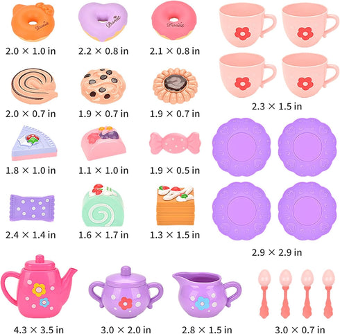Set 3-5, 23-Piece Set Lajeje Toddler Tea Party for Girls Ages Pretend Play Tea for Kids with Teapot, Cups, Plates